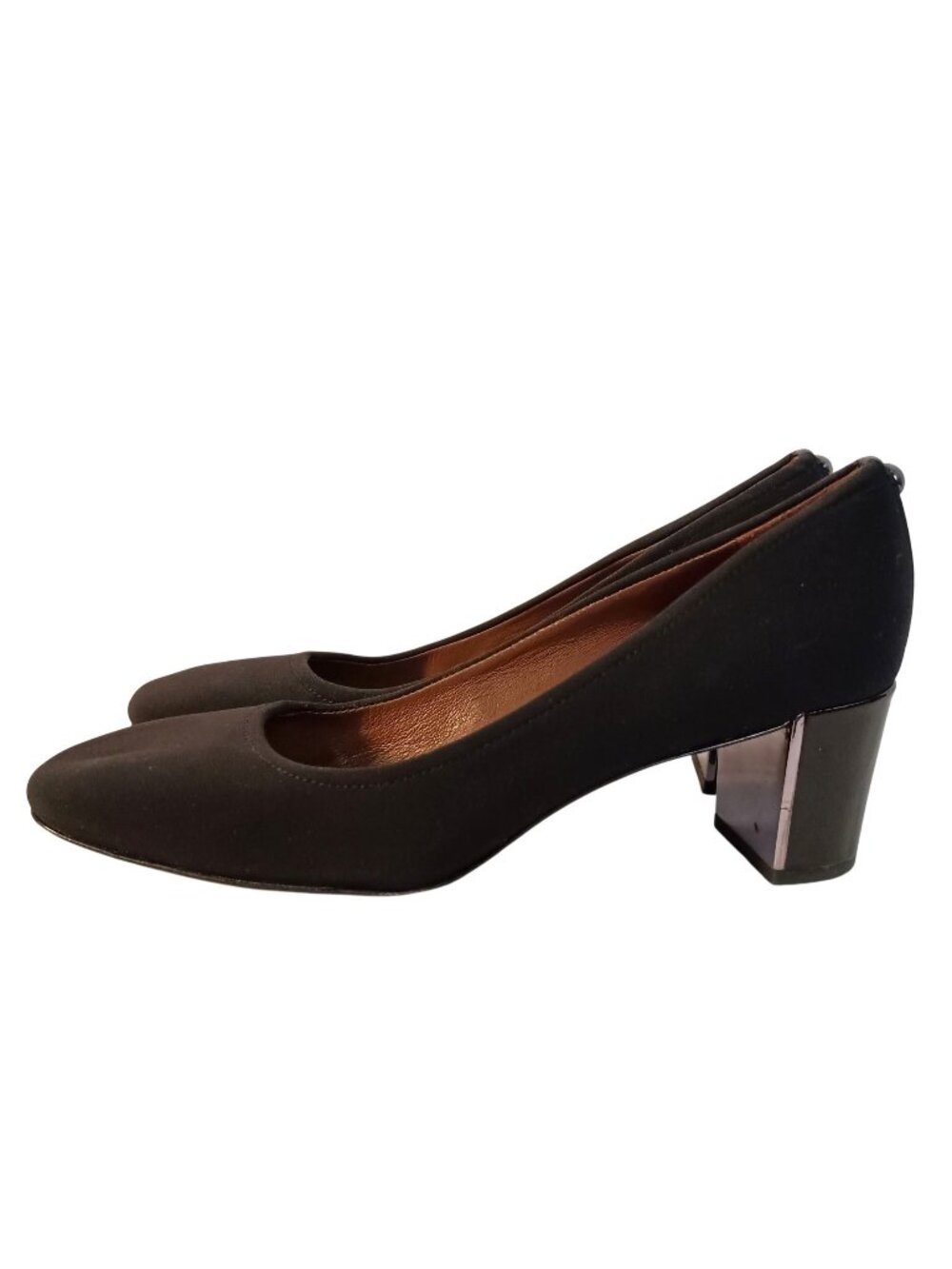 Donald J Pliner Corin Pumps Women's 8 Black Stretch Crepe Block Heel Square Toe